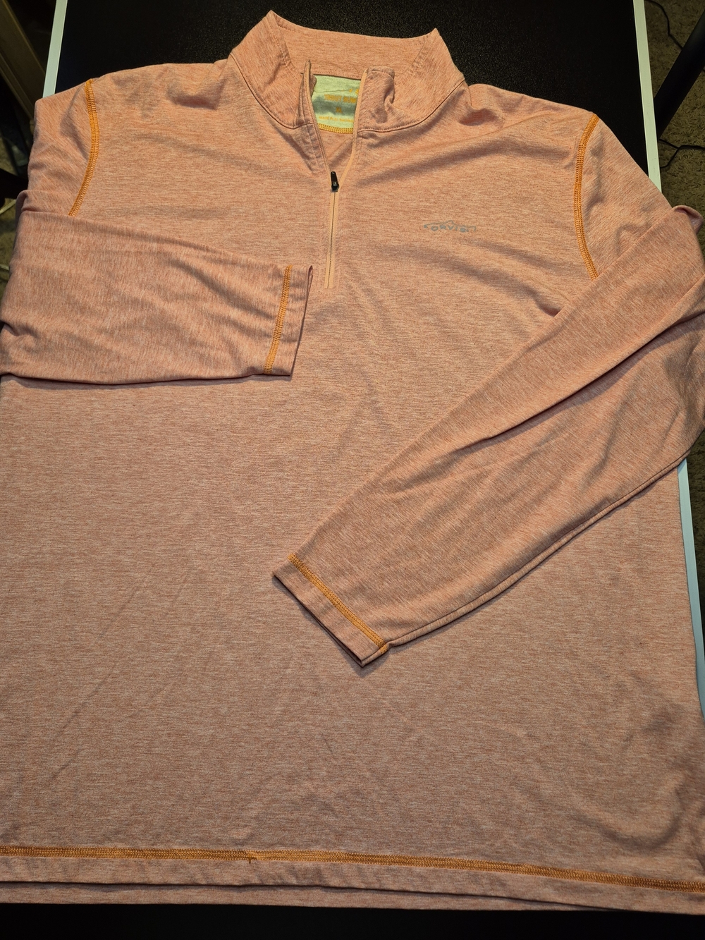 Orvis Men's Heathered Pink Quarter-Zip Performance Sweater